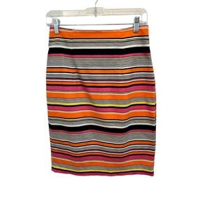 Worthington Women Skirt Size 4 Orange Stretch Midi Back Zip A-Line